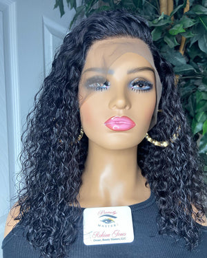 NATURAL BLACK CURLY LACE FRONT WIG